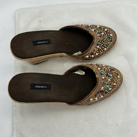 Xhilaration Vintage Wedge Beaded Brocade Fabric women’s size 6 1/2 - Picture 3 of 12